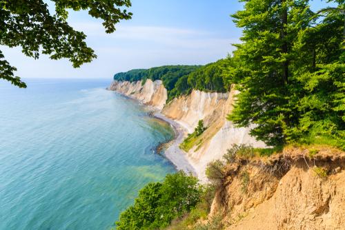 Rügen’s dramatic white chalk cliffs, rising hundreds of feet from the Baltic, are reminiscent of Dover’s white cliffs in England. (Pawel Kazmierczak/Shutterstock)