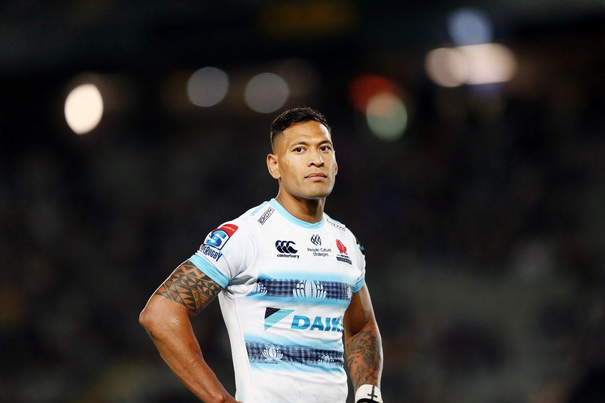 Israel Folau of the Waratahs looks on during the round 8 Super Rugby match between the Blues and Waratahs at Eden Park on April 6, 2019 in Auckland, New Zealand. (Anthony Au-Yeung/Getty Images)