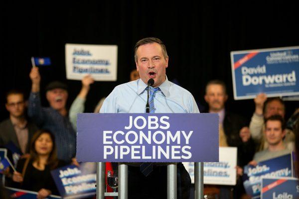 Jason Kenney speaks during a campaign rally in Edmonton on April 12, 2019. (The Canadian Press/Codie McLachlan)