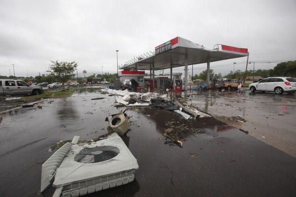 A gas station damaged by the flood in Vicksburg, Mississippi, on April 13, 2019. (Courtland Wells/The Vicksburg Post via AP)