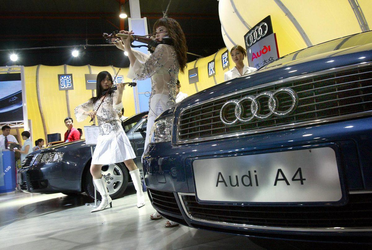 An Audi A4 presented at the China Auto show in Beijing on June 9, 2004. (Frederic J. Brown /AFP/Getty Images)