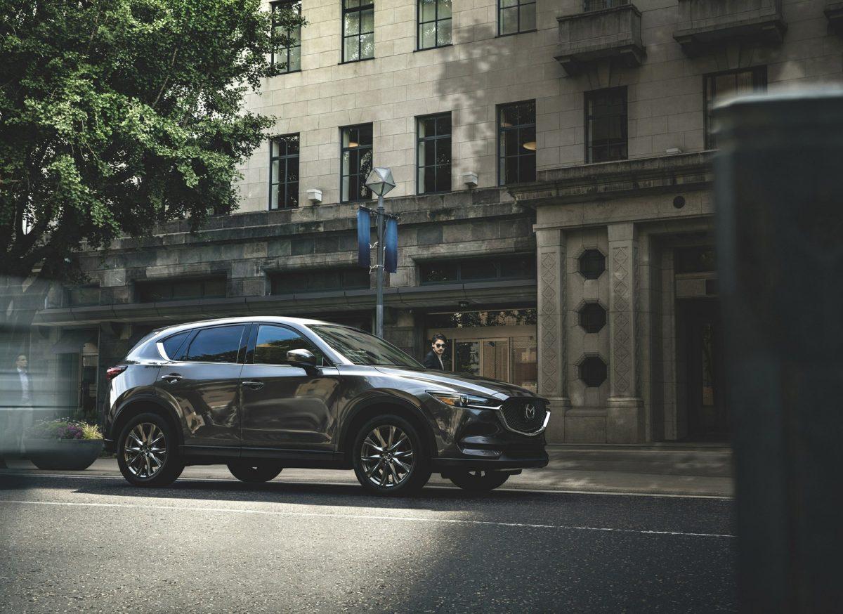 This undated product image provided by Mazda Motor Corp. shows the 2019 CX-5 diesel. The 2019 CX-5 small SUV gets a 168-horsepower, 2.2-liter four-cylinder turbocharged diesel with 290 foot-pounds of torque, a measure of rotational force needed for towing. (Mazda/AP)