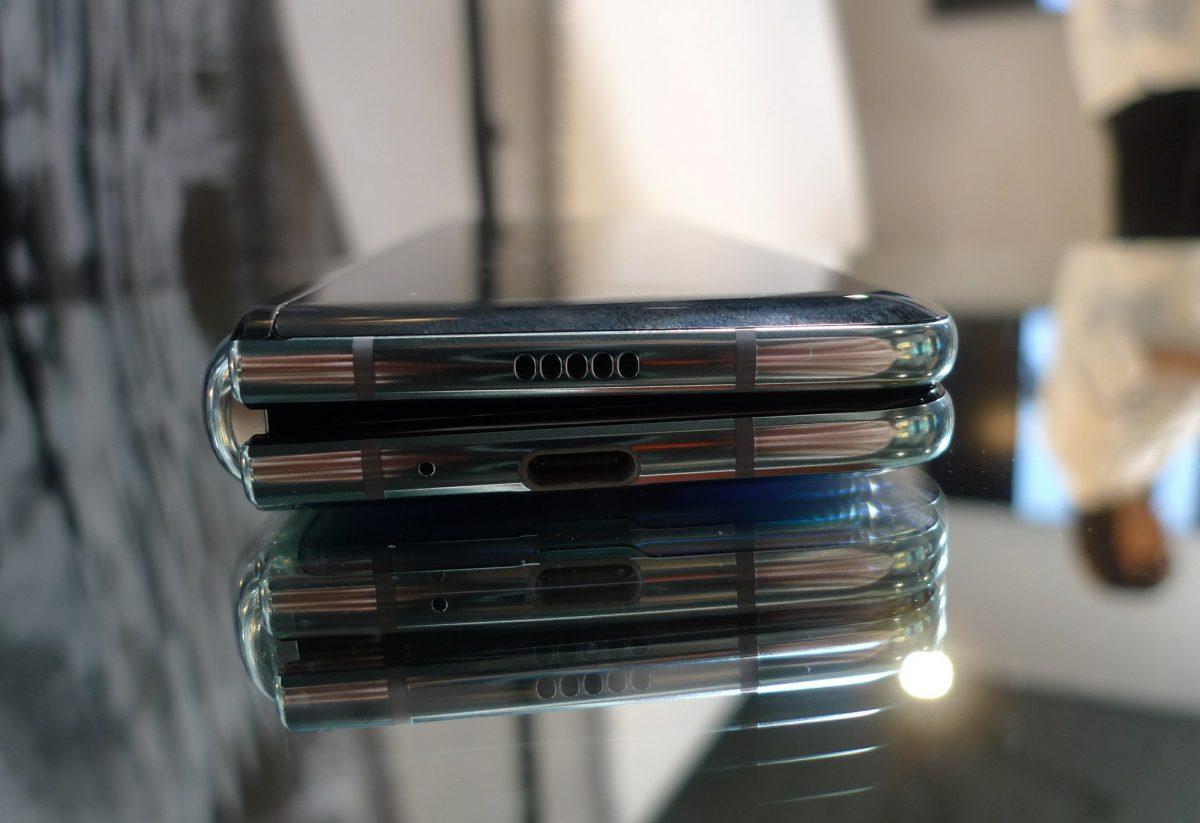 The Samsung Galaxy Fold phone is seen in its folded position during a media preview event in London on April 16, 2019. (Kelvin Chan/AP Photo, File)