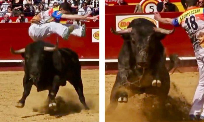 Video Captures the Thrilling Moment Daredevil Narrowly Dodges Charging Bull