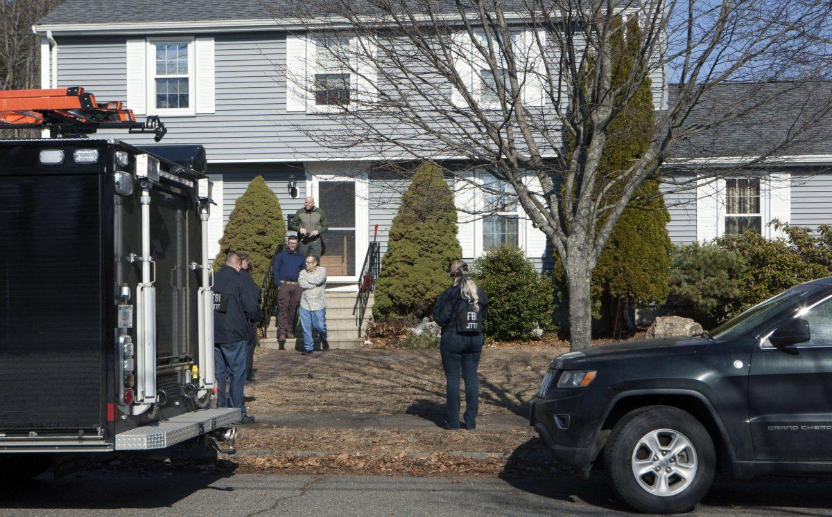 The FBI's Joint Terrorism Task Force descended on a home in Beverly, Mass., on March 1, 2018, where Daniel Frisiello lives with his parents. (Amy Sweeney/The Salem News via AP)