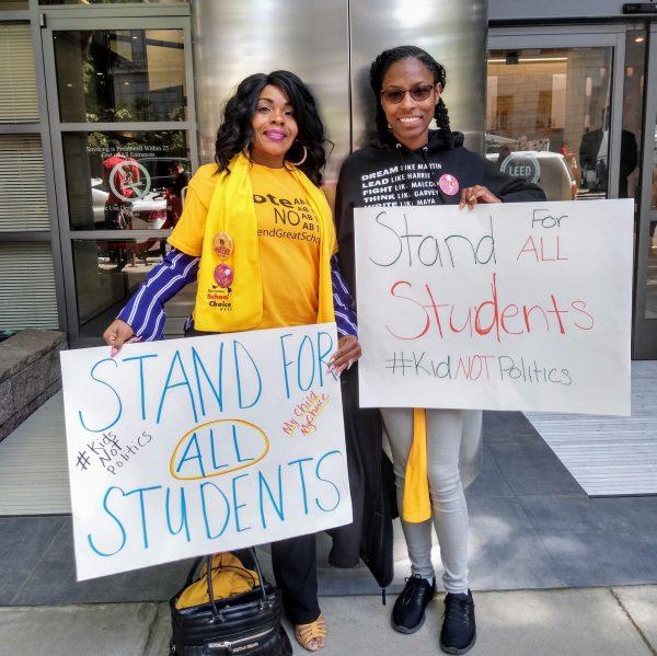 Christina Laster (L) and a parent with the organization Parent Union. (Courtesy Christina Laster)