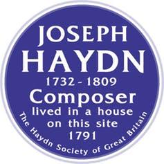London's blue plaque in honor of Joseph Haydn. (The Haydn Society)