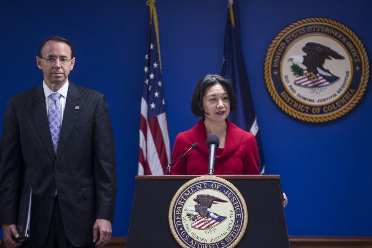 US Attorney for the District of Columbia Jessie Liu speaks during a news conference on efforts to reduce transnational crime on Oct. 15, 2018. (Zach Gibson/Getty Images)