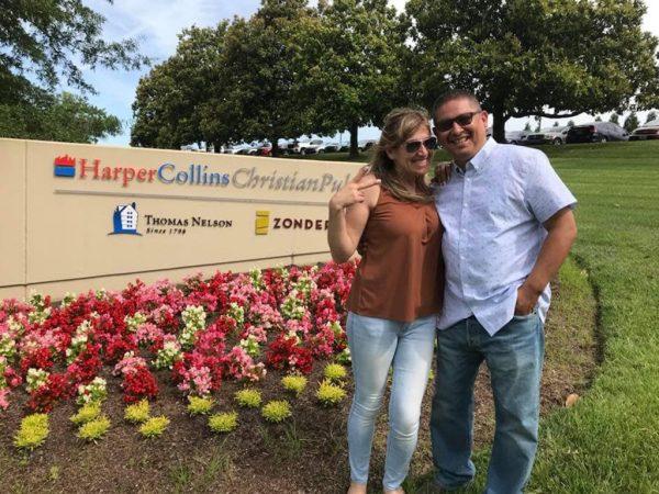Casey Diaz (R) with his wife Sana outside the Harper Collins offices in Tennessee. (Courtesy of Casey Diaz)