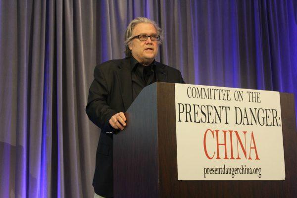 Stephen K. Bannon, former White House strategist, at a conference hosted by the Committee of Present: Danger about the Chinese Communist Party’s unrestricted economic warfare against America in Manhattan, New York, on April 25, 2019. (Cathy He/The Epoch Times)