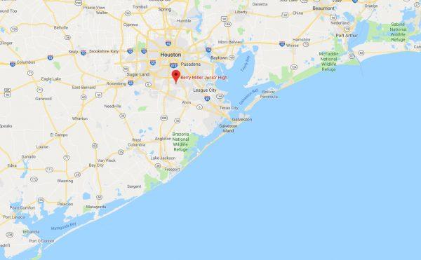 The location of Berry Miller Junior High School, Pearland, Texas. (Screenshot/Google Maps)
