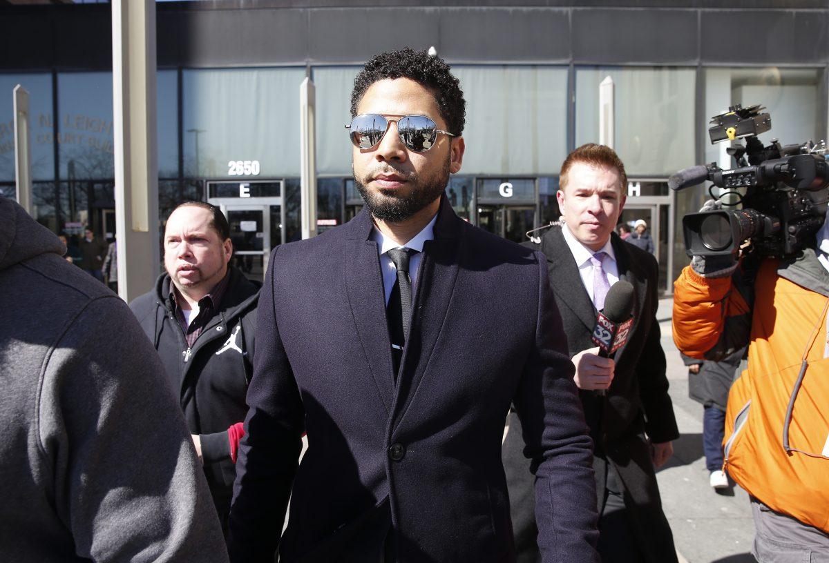 Actor Jussie Smollett (C) outside Leighton Courthouse in Chicago, Ill., on March 26, 2019. (Nuccio DiNuzzo/Getty Images)
