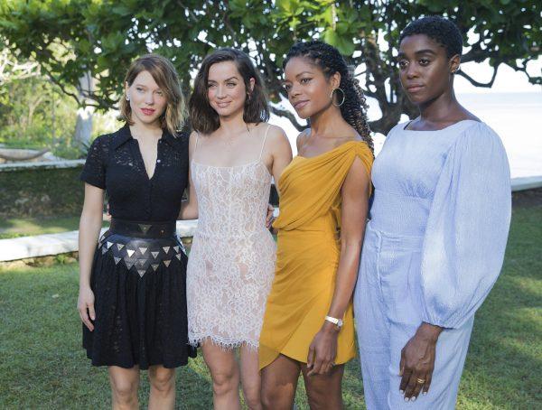 Actresses Lea Seydoux, from left, Ana de Armas, Naomie Harris and Lashana Lynch pose for photographers during the photo call of the latest installment of the James Bond film franchise, currently known as 'Bond 25', in Oracabessa, Jamaica, on April 25, 2019. (Leo Hudson/AP Photo)