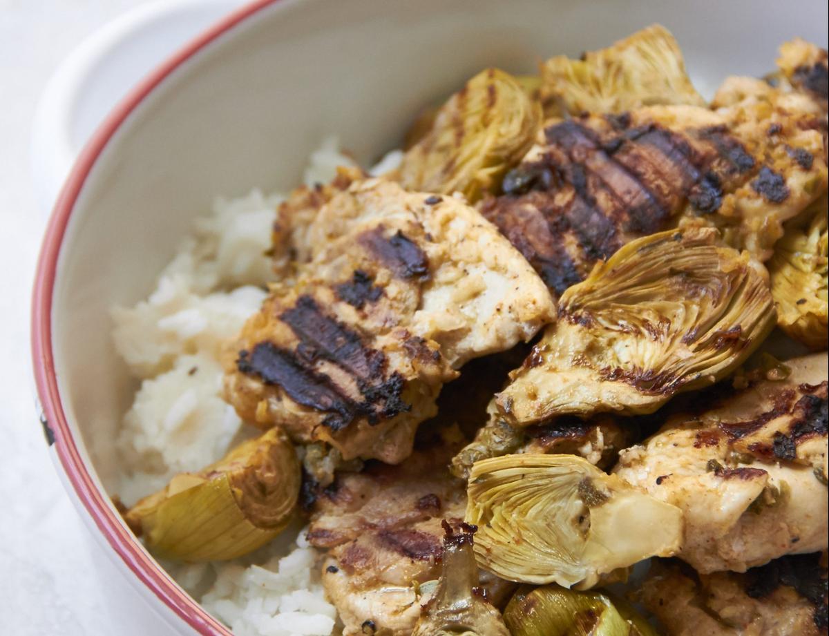 A Springtime Grill: Lemony Chicken and Baby Artichokes