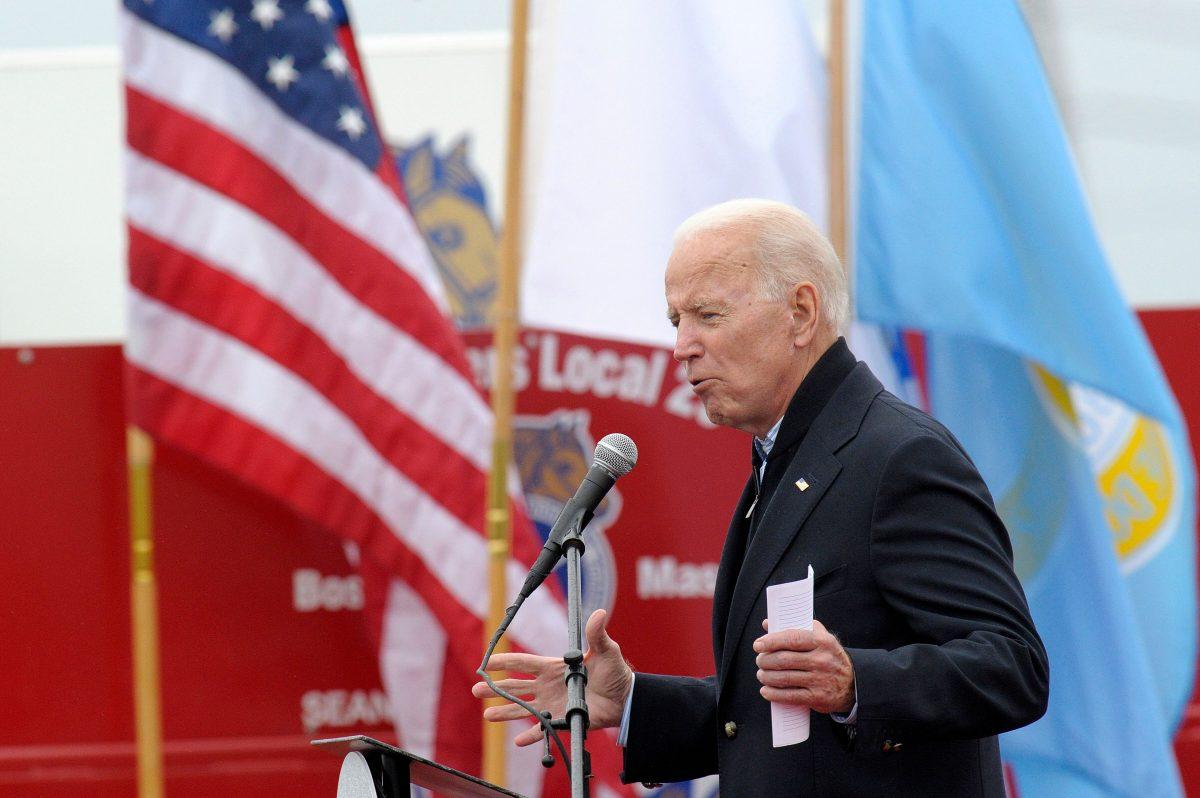 Former Vice President Joe Biden speaks at a rally in Dorchester, Massachusetts, on April 18, 2019. (Joseph Prezioso/AFP/Getty Images)