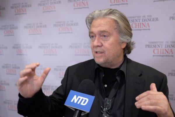 Stephen K. Bannon discussed human rights violations in China at the Committee on the Present Danger: China "The CCP's Unrestricted Economic Warfare Against America" Conference in New York City on April 25, 2019. (Shenghua Sung/NTD)