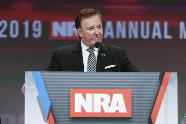 National Rifle Association first vice president Richard Childress chairs the NRA Annual Meeting of Members in Indianapolis, on April 27, 2019. (Michael Conroy/AP Photo)