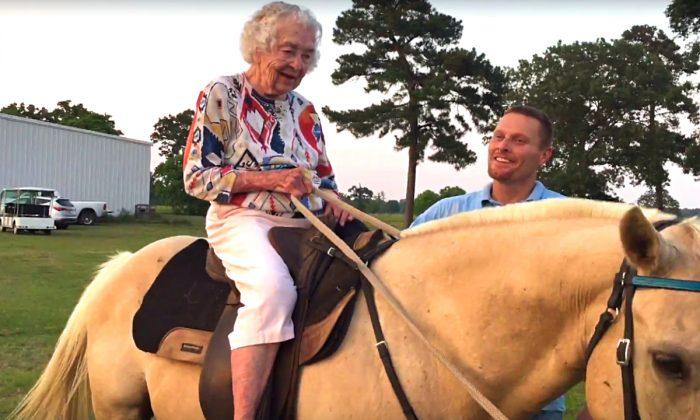 Video: To Fulfill Childhood Dream, 102-Year-Old-Grandma Saddles up for a Horseback Ride