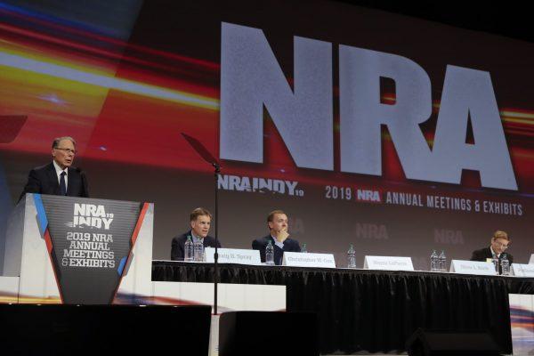 National Rifle Association Executive Vice President Wayne LaPierre speaks at the NRA Annual Meeting of Members in Indianapolis, on April 27, 2019. (Michael Conroy/AP Photo)