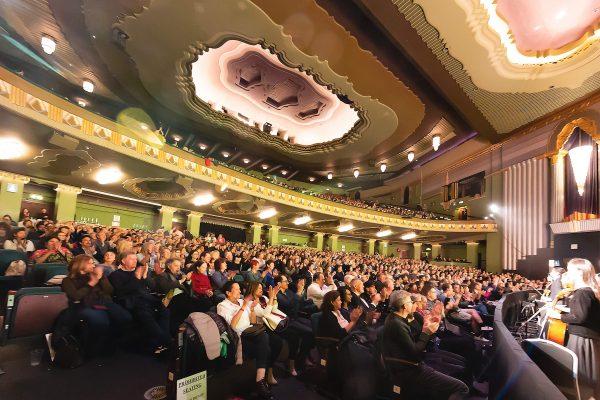 The audience at the end of the evening performance of Shen Yun at the Eventim Apollo in London on April 27, 2019. (Yuan Luo/The Epoch Times)