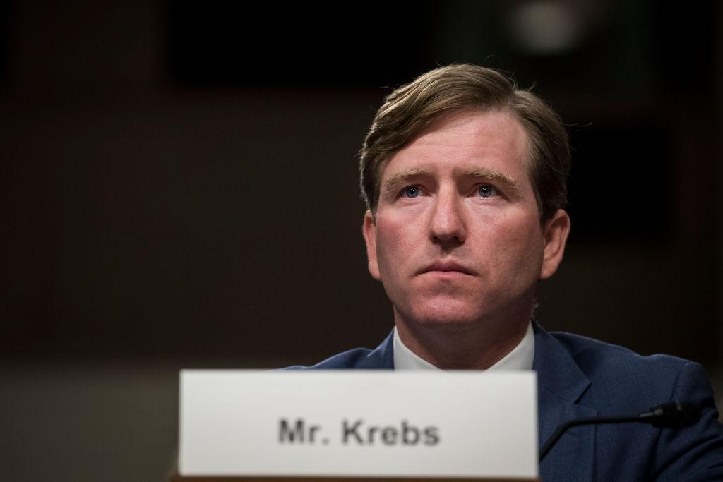 Christopher Krebs, former director of Cybersecurity and Infrastructure Security Agency at the U.S. Department of Homeland Security, testifies during a Senate Armed Services Committee hearing in Washington, on Oct. 19, 2017. (Drew Angerer/Getty Images)