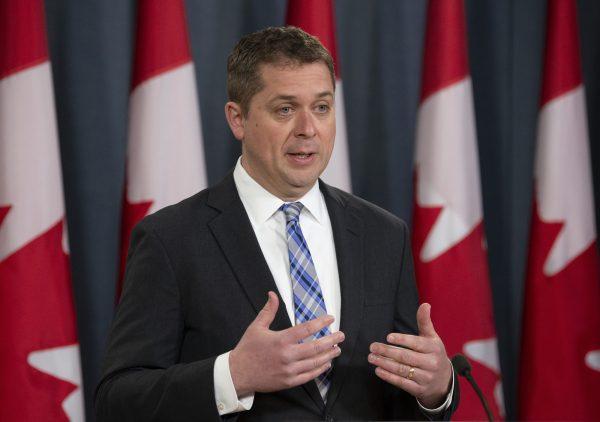 Conservative Party leader Andrew Scheer speaks during a news conference in Ottawa on April 29, 2019. (The Canadian Press/Adrian Wyld)