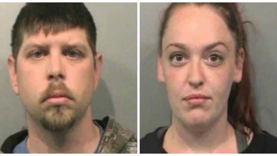 Michael Setser, 31, and Amanda Setser, 28, were arrested and charged with animal cruelty after officials said their dog died of starvation. (Johnson County Sheriff's Office)