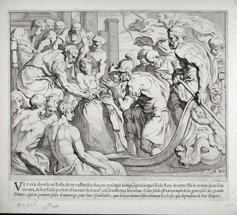 Etching of Aeolus giving Odysseus the bag of winds, circa 1632, by Theodor van Thulden. From “The Labors of Ulysses.”Achenbach Foundation for Graphic Arts, Fine Arts Museums of San Francisco. (Public Domain)