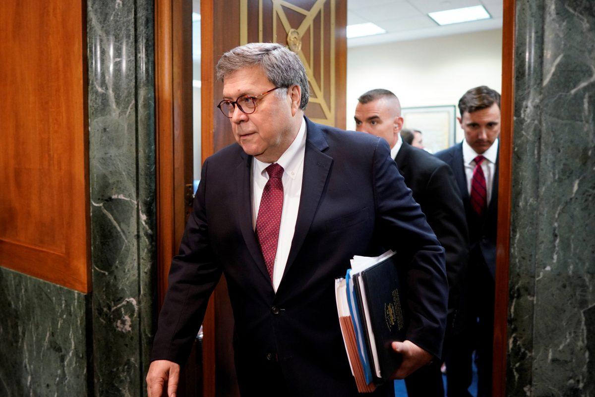 Attorney General William Barr returns to a Senate Judiciary Committee hearing entitled "The Justice Department's Investigation of Russian Interference with the 2016 Presidential Election." on Capitol Hill in Washington, on May 1, 2019. (Aaron P. Bernstein/Reuters)