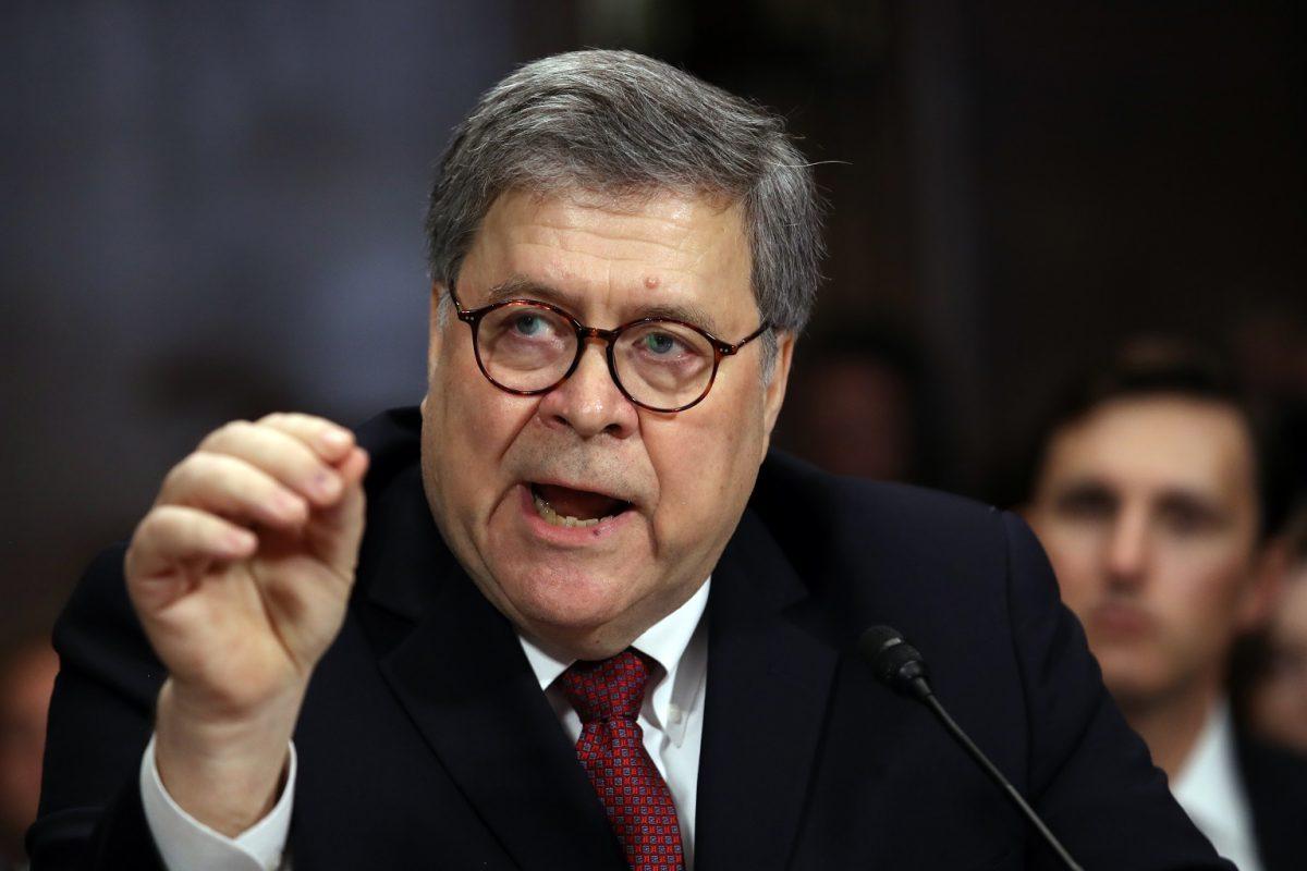 Attorney General William Barr testifies before the Senate Judiciary Committee in Washington on May 1, 2019. (Win McNamee/Getty Images)
