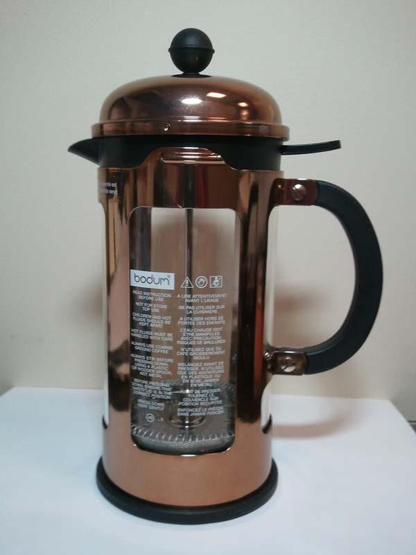 The Bodum rose gold Chambord coffee press was recalled nationwide in the United States and Canada on Jan. 28, 2014. (Consumer Product Safety Commission)