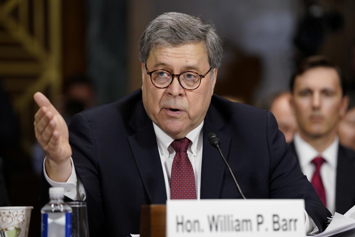 Attorney General William Barr testifies before a Senate Judiciary Committee hearing on the Justice Department's investigation of Russian interference with the 2016 presidential election on Capitol Hill in Washington, on May 1, 2019. (Aaron Bernstein/Reuters)