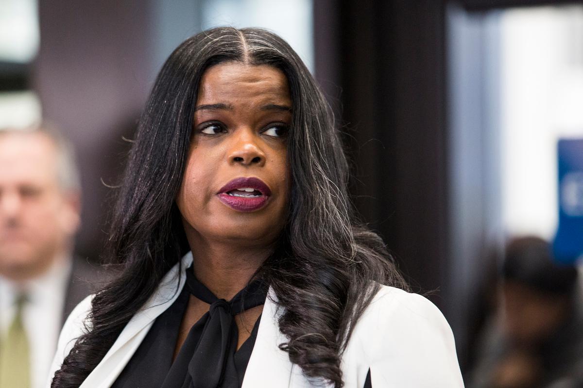 Cook County State's Attorney Kim Foxx speaks to reporters at the Leighton Criminal Courthouse in Chicago, on Feb. 23, 2019. (Ashlee Rezin/Chicago Sun-Times via AP, File)