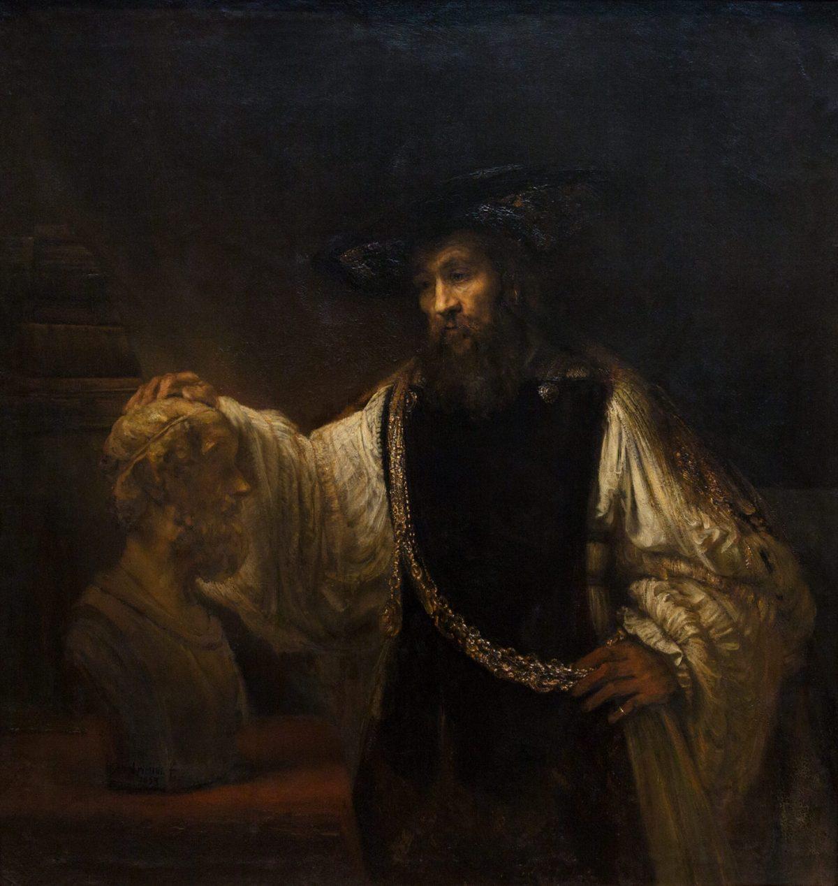 “Aristotle With a Bust of Homer,” 1653, by Rembrandt van Rijn. Oil on canvas, 56 1/2 inches by 53 3/4 inches. Purchase, special contributions and funds given or bequeathed by friends of the Museum, 1961. (The Metropolitan Museum of Art, New York)