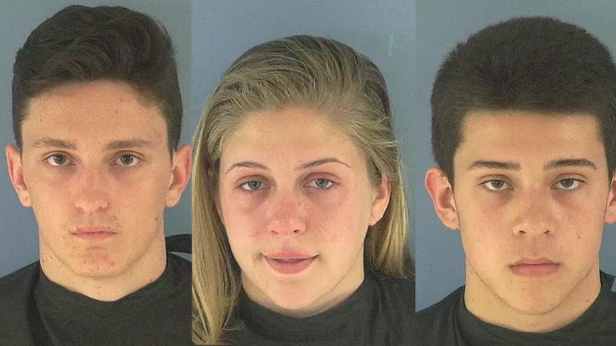Alex Armstrong, 17, Molly Spearow, 16, and Logan Pope, 17, were arrested on felony charges for spitting into deputies' food. (Okeechobee County Sheriff's Office)