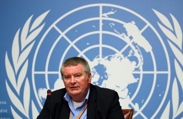 Mike Ryan, Executive Director of the World Health Organization, attends a news conference on the Ebola outbreak in the Democratic Republic of Congo at the United Nations in Geneva on May 3, 2019. (Denis Balibouse/Reuters)