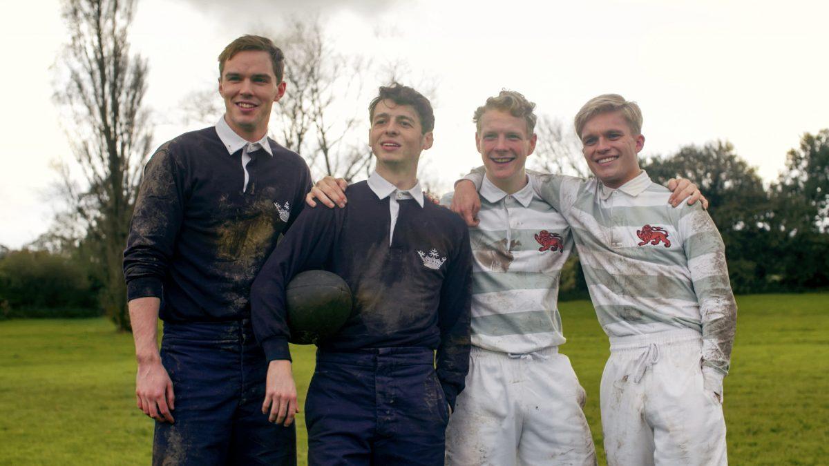 (L–R) Nicholas Hoult, Anthony Boyle, Patrick Gibson, and Tom Glynn-Carney in the film “Tolkien.”(Fox Searchlight Pictures/Twentieth Century Fox Film Corporation)