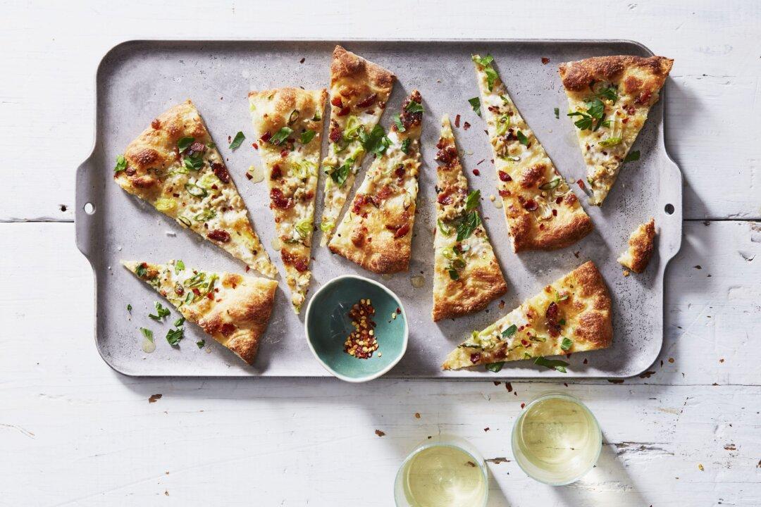 White Clam Pizzas With Scallions and Bacon