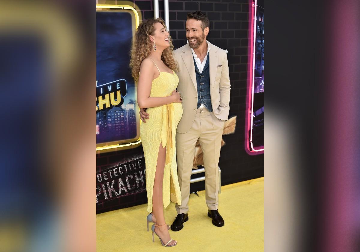 Blake Lively and Ryan Reynolds smile at each other at the premiere of "Pokemon Detective Pikachu" at Military Island in Times Square, New York City, on May 2, 2019. (Steven Ferdman/Getty Images)