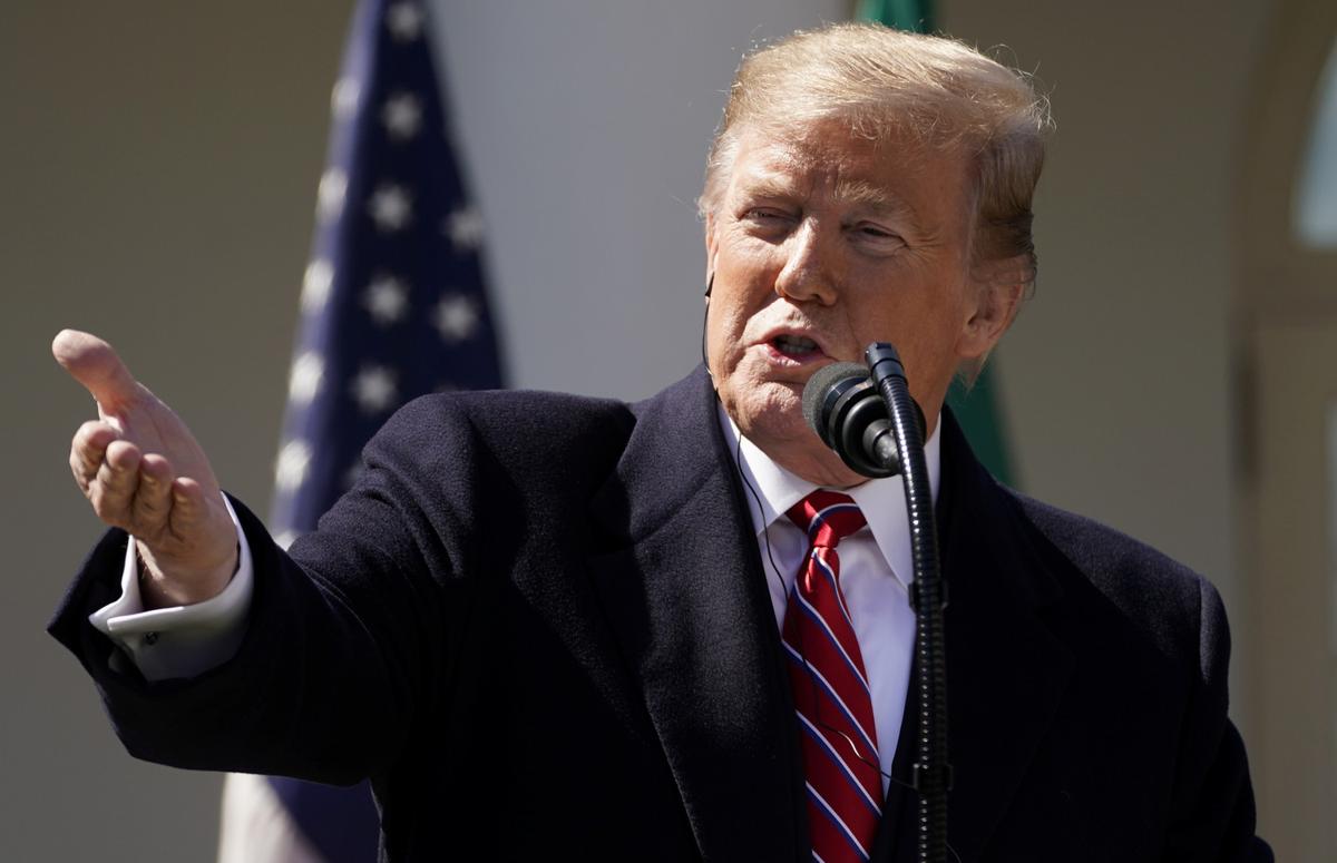 President Donald Trump speaks at the White House on March 19, 2019. (Kevin Lamarque/Reuters)