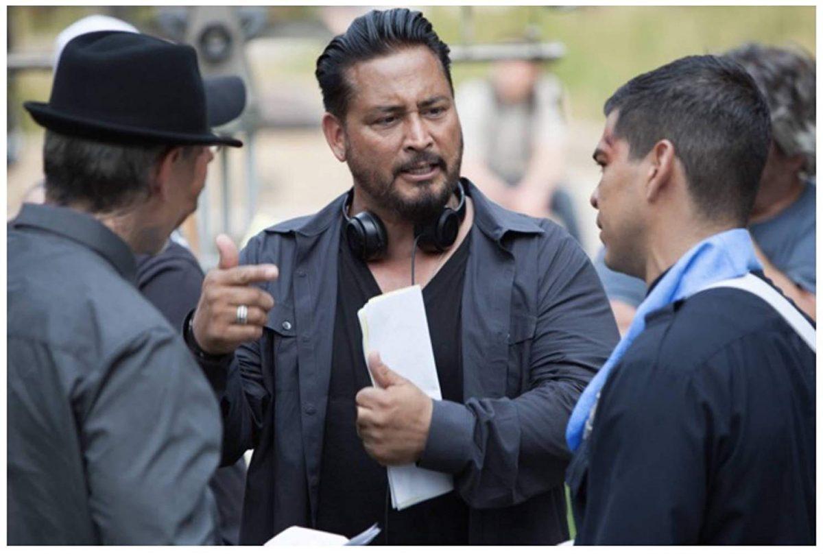 Director Ben Hernandez Bray (C) and actor Raúl Castillo (R) in "El Chicano." (Briarcliff Entertainment)