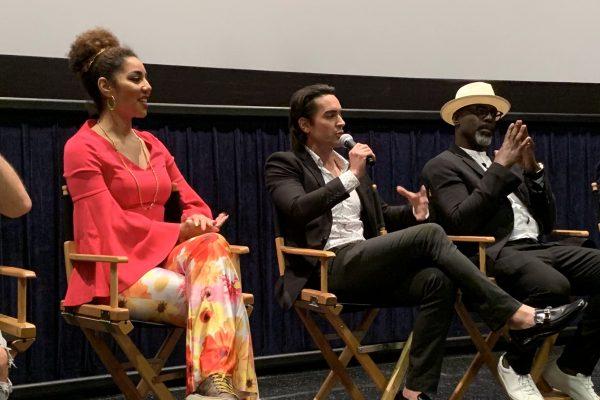 (L-R) Joy Villa, Brandon Straka, and Isaiah Washington participate in a Q&A after the #WalkAway short film screening in Los Angeles on May 1, 2019. (Sarah Le/The Epoch Times)