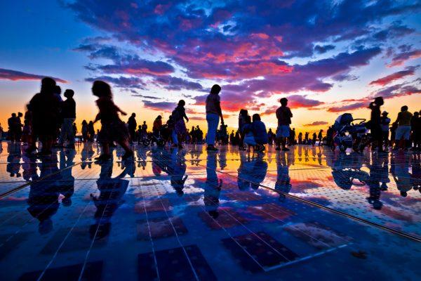 A famed Zadar sunset over the Greeting to the Sun installation. (Shutterstock)
