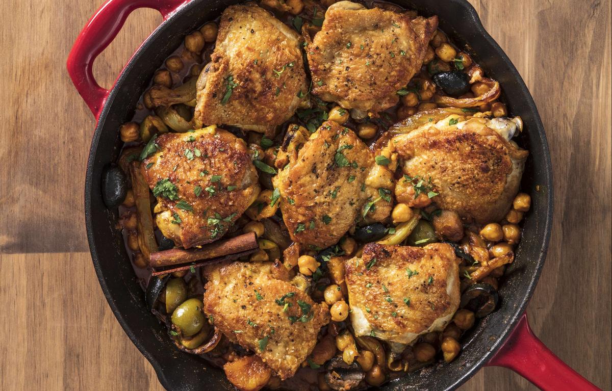 Chicken Tagine With Fennel, Chickpeas, and Apricots