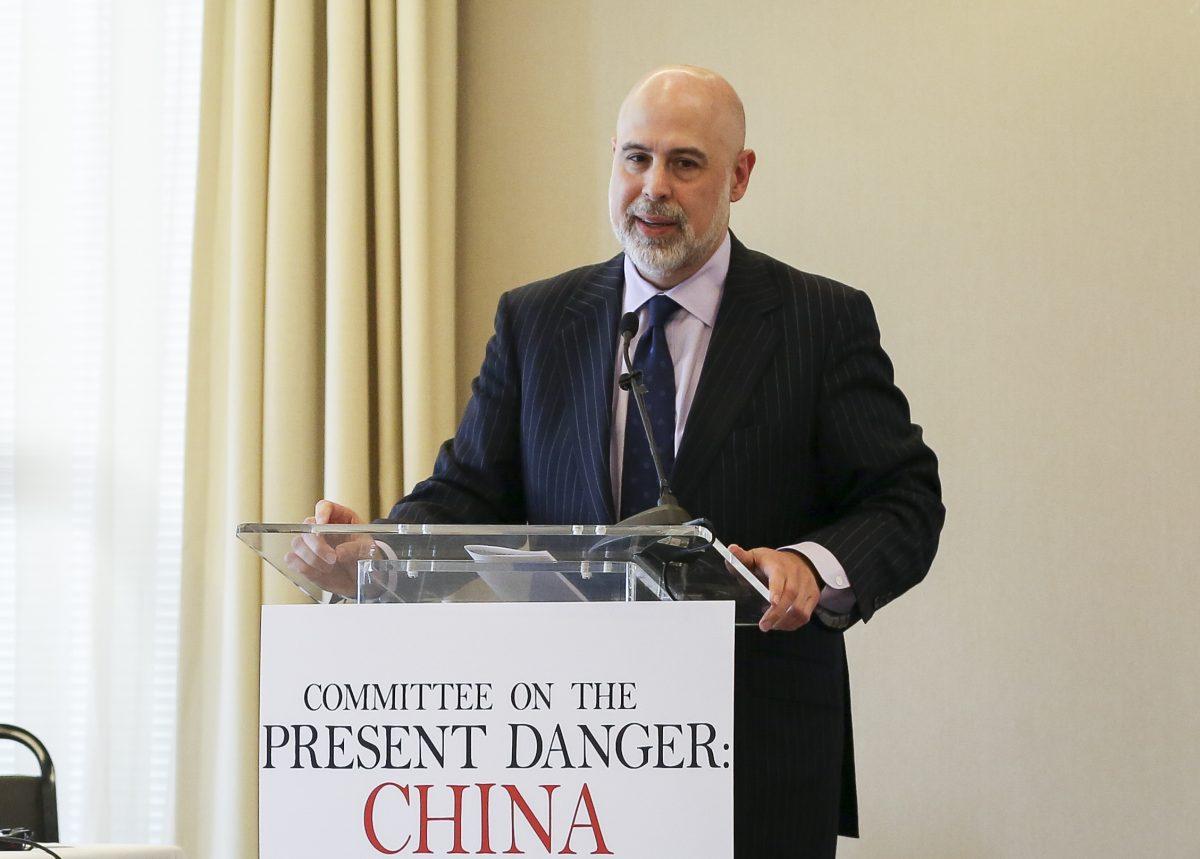 Brian Kennedy, chairman, Committee on the Present Danger: China, speaks at the event "China Threat Briefing: Unrestricted Warfare: The Chinese Communist Party's War against America and the Free World" in Washington on May 2, 2019. (Jennifer Zeng/The Epoch Times)