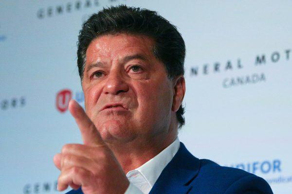 UNIFOR president Jerry Dias announces new plans for the Oshawa automobile manufacturing facility at a news conference in Toronto, Ontario, Canada on May 8, 2019. (Chris Helgren/Reuters)