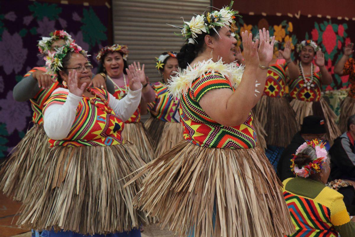 Tuvaluan women perform the “fatele” at the inaugural Tuvalu Arts Festival in Auckland, New Zealand, on April 27, 2019. The fatele is a traditional song and dance that is felt rather than performed. (Lorraine Ferrier/The Epoch Times)