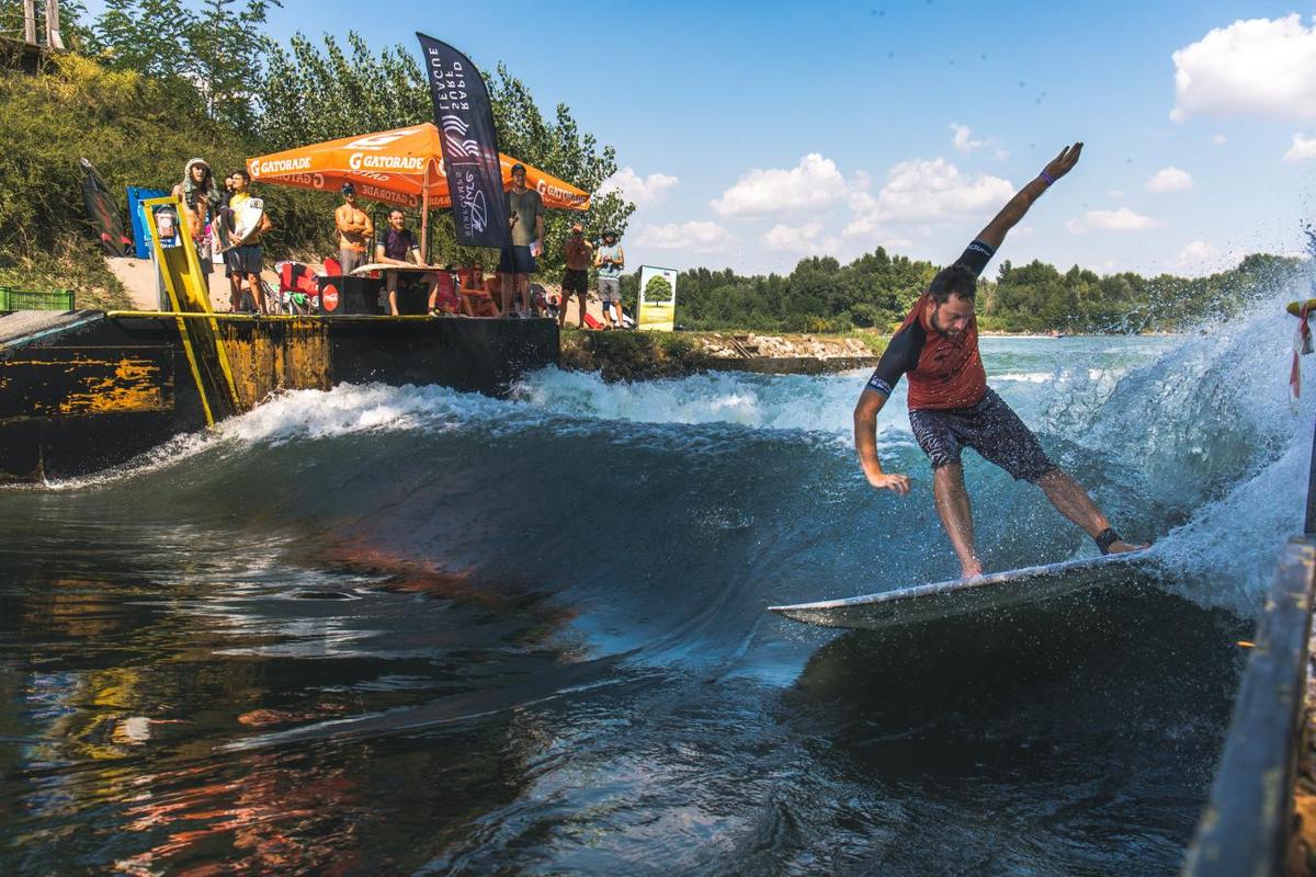 You can try river surfing in Čunovo. (Courtesy Rapid Surf League)
