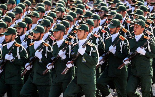 Members of Iran's Revolutionary Guards Corps (IRGC) march during the annual military parade in the capital Tehran on Sept. 22, 2018. (Stringer/AFP/Getty Images)