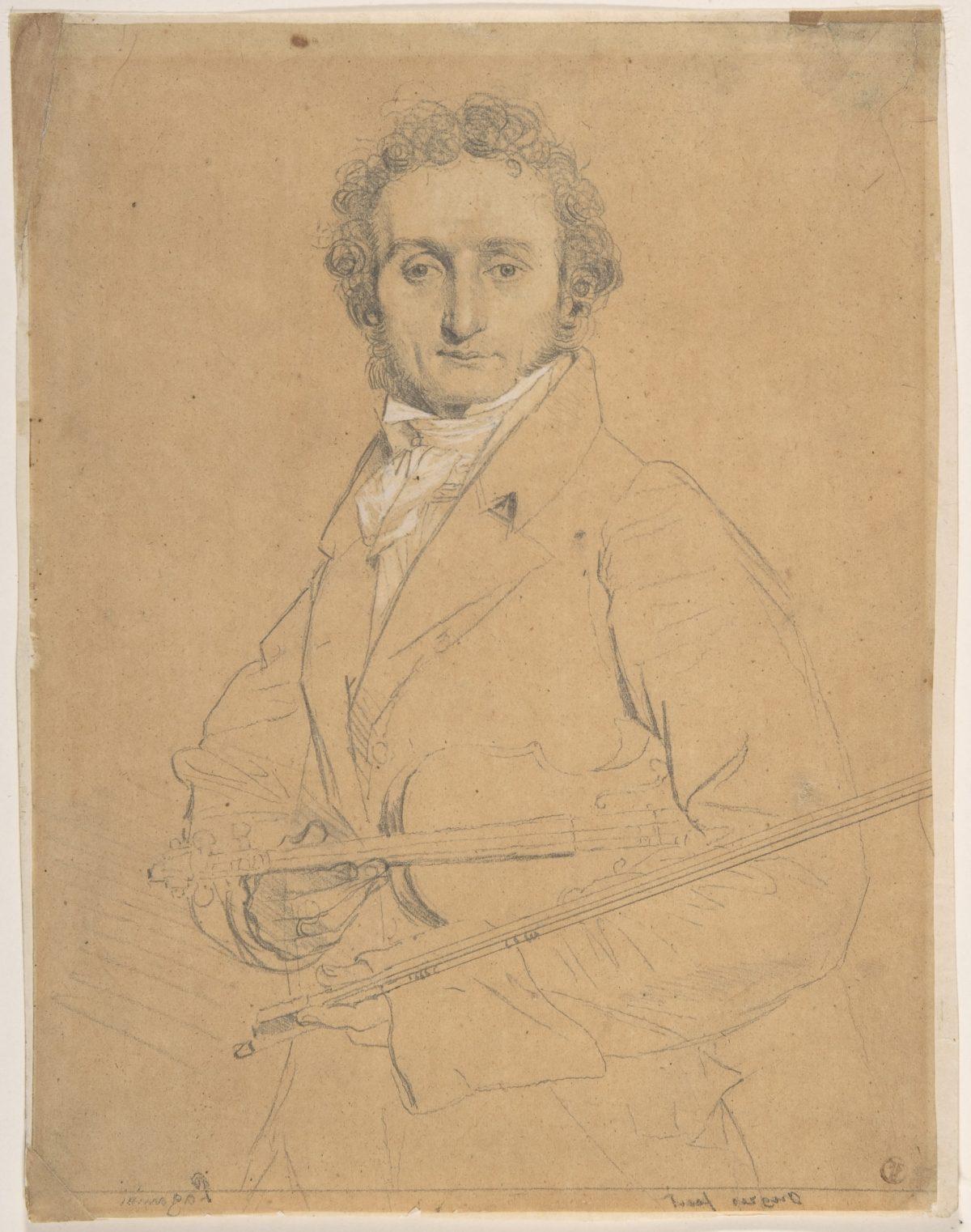 A portrait of Niccolò Paganini by Jean Auguste Dominique Ingres. The Metropolitan Museum of Art. (Public Domain)